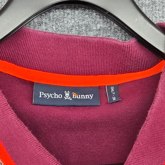 Psycho Bunny Mens 3XLT Burgundy Pima Cotton Short Sleeve Polo Shirt Bunny Logo - Picture 3 of 7